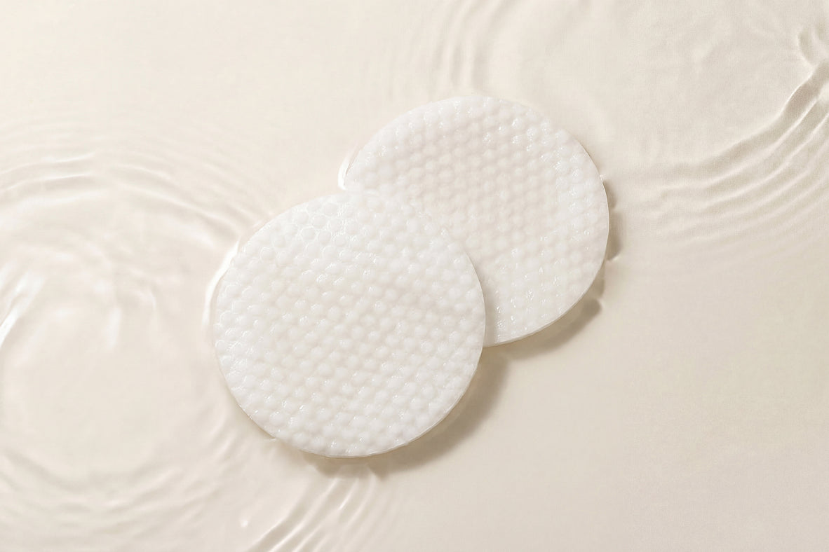 Cotton pads floating on the water surface
