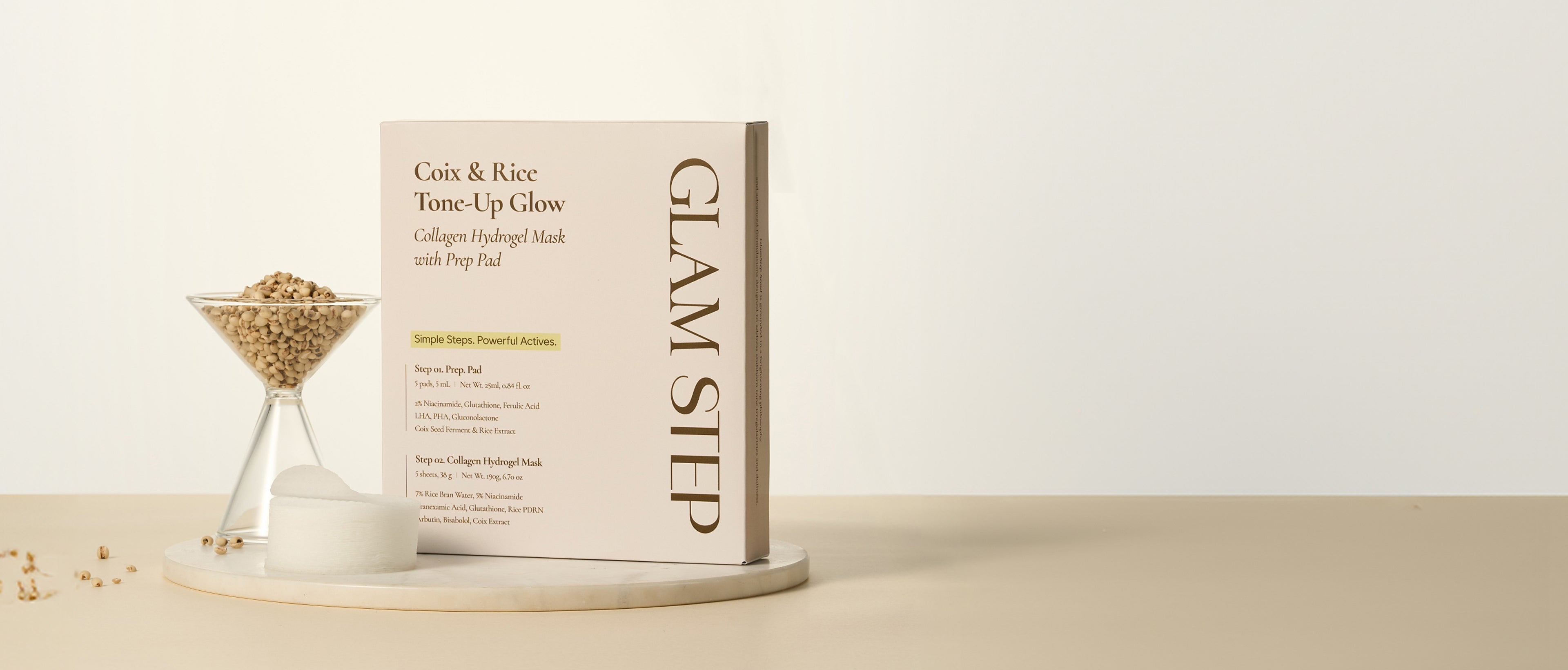Coix & Rice Tone-Up Glow Collagen Hydrogel Mask with Prep Pad​